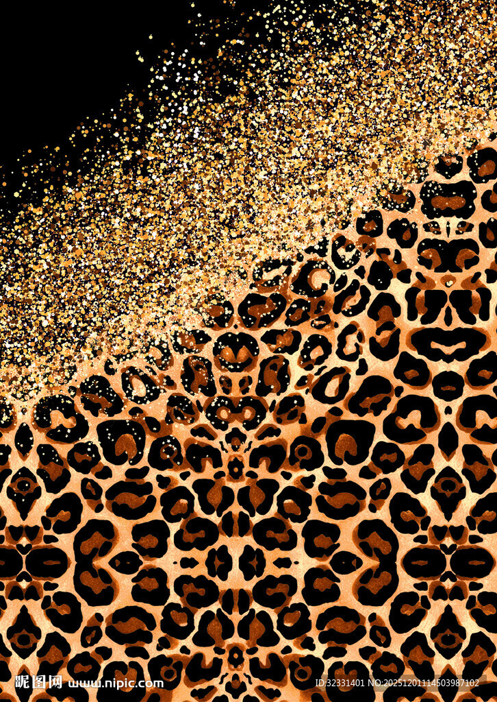 豹纹与金粉背景纹理图案