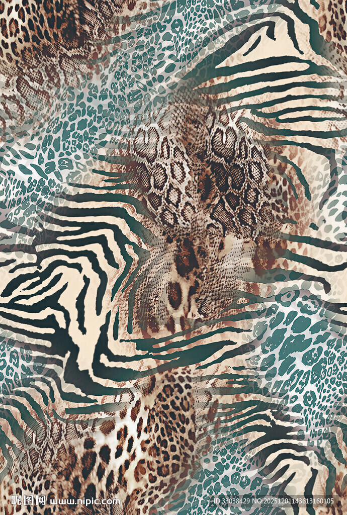 动物纹拼接时尚图案