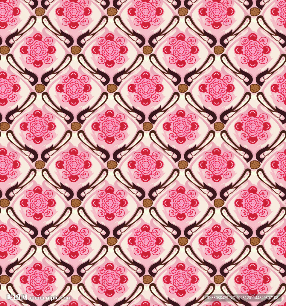 粉色花卉几何图案纹理