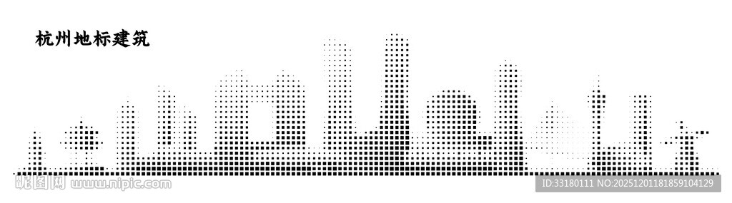 点状杭州城市建筑图