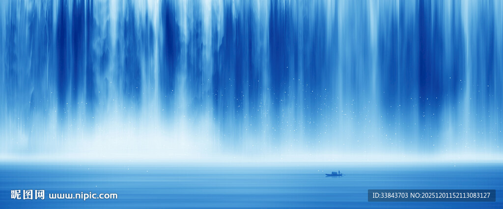 高山流水瀑布山水图