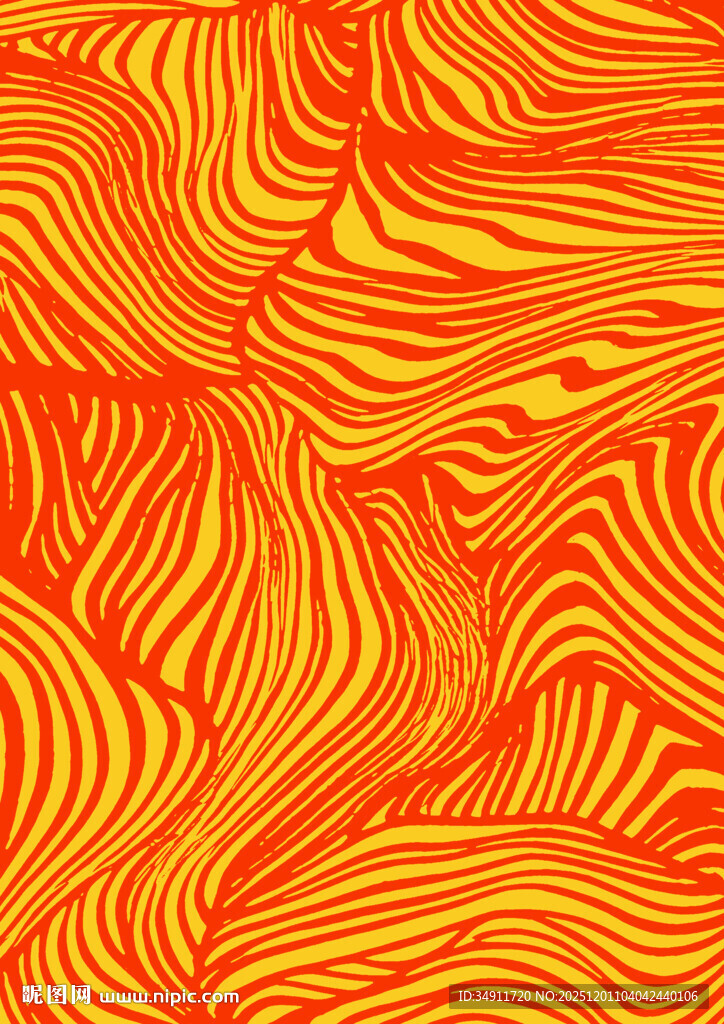 橙黄波浪纹抽象图案