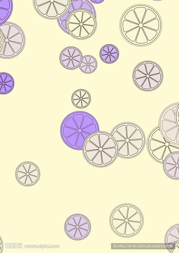 柠檬切片图案背景图