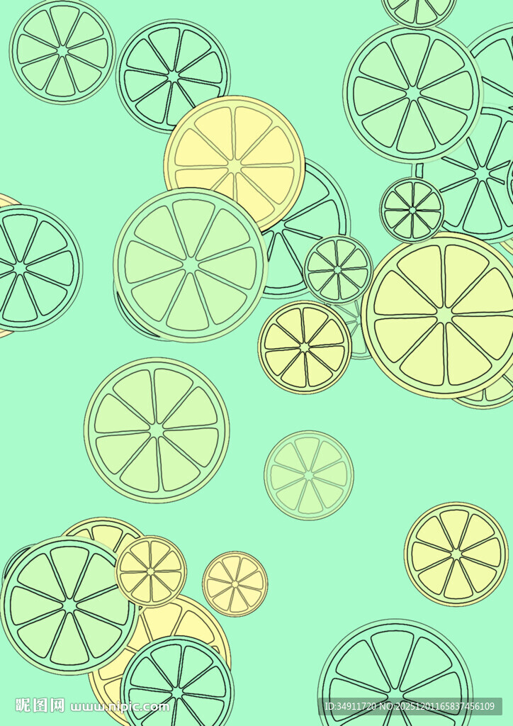 清新柠檬切片图案背景