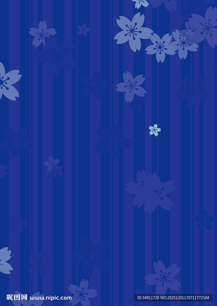 蓝色条纹底花朵图案背景