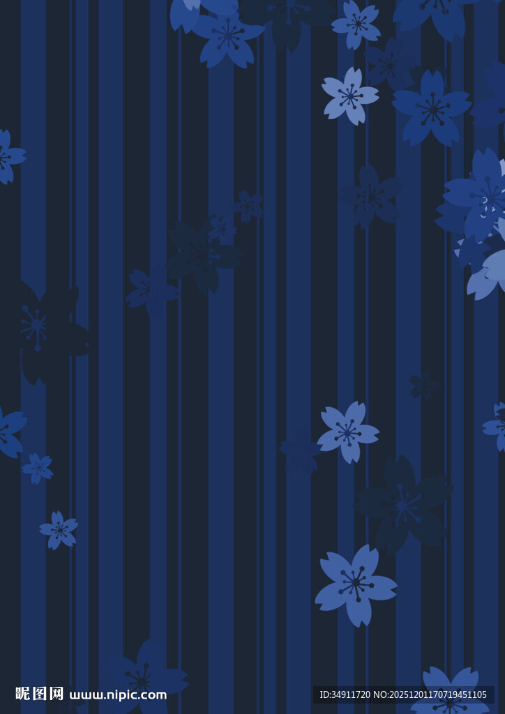 蓝底条纹花朵背景图案