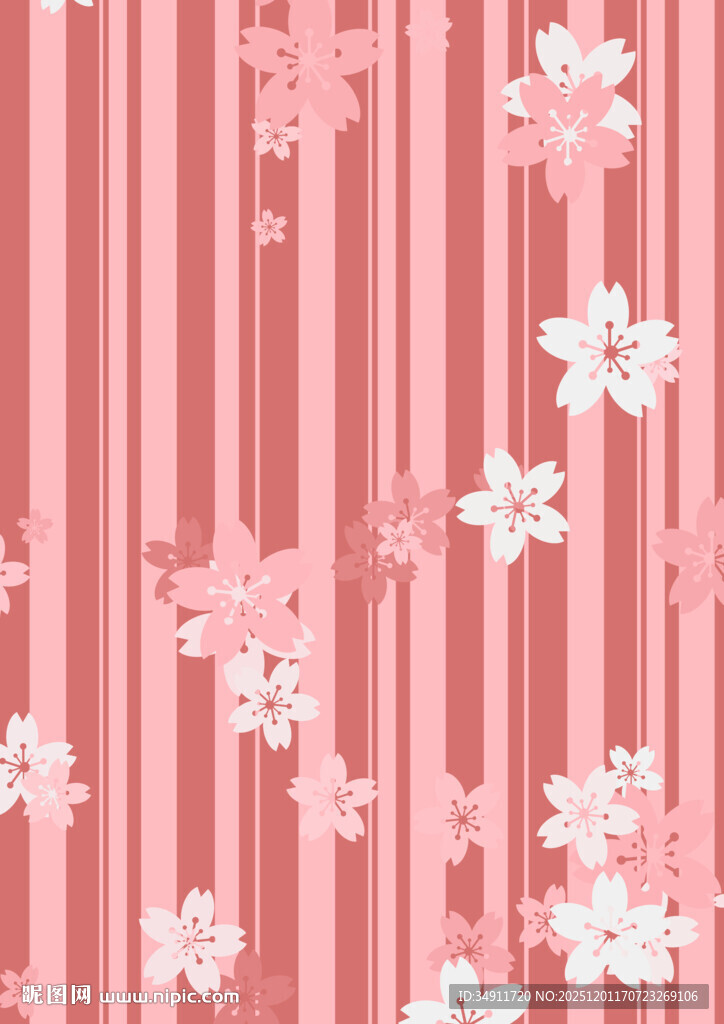 粉色条纹底花卉图案背景