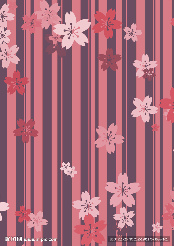 粉色条纹花卉图案背景