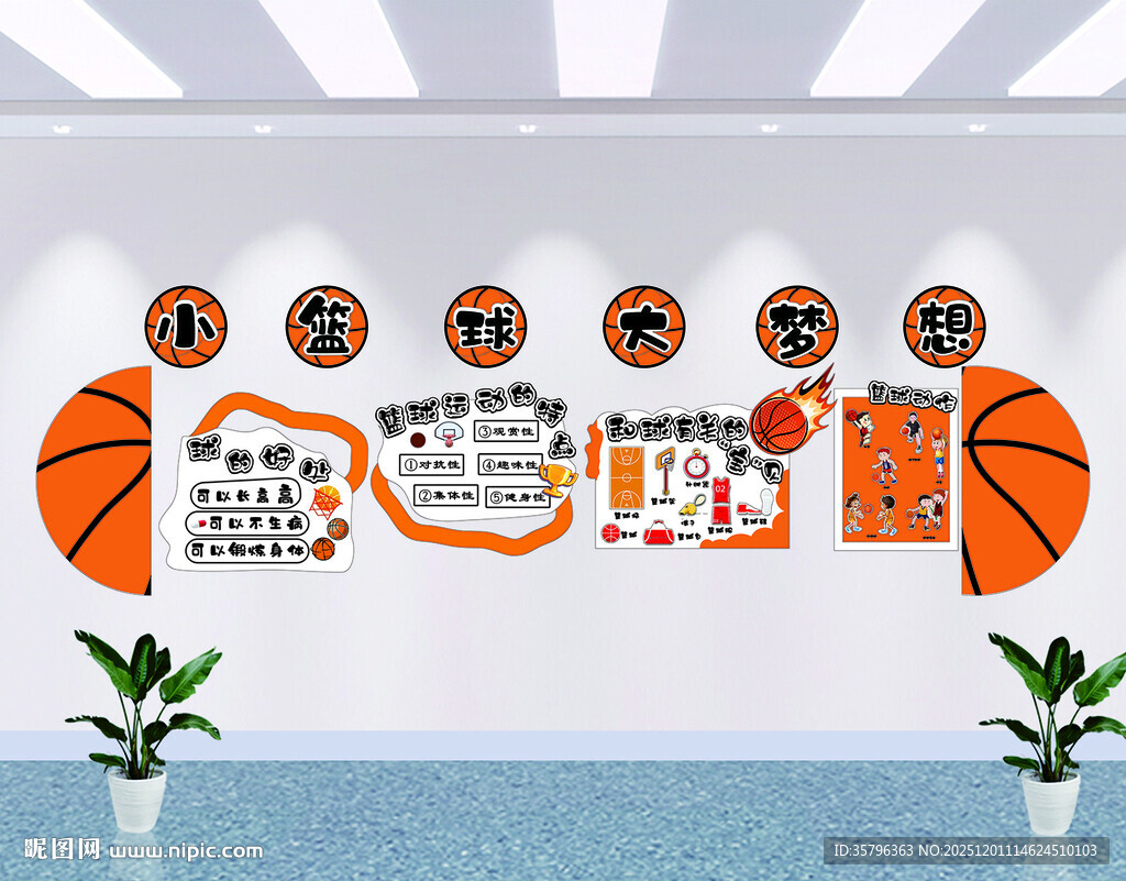 幼儿园墙面装饰环创运动篮球主题