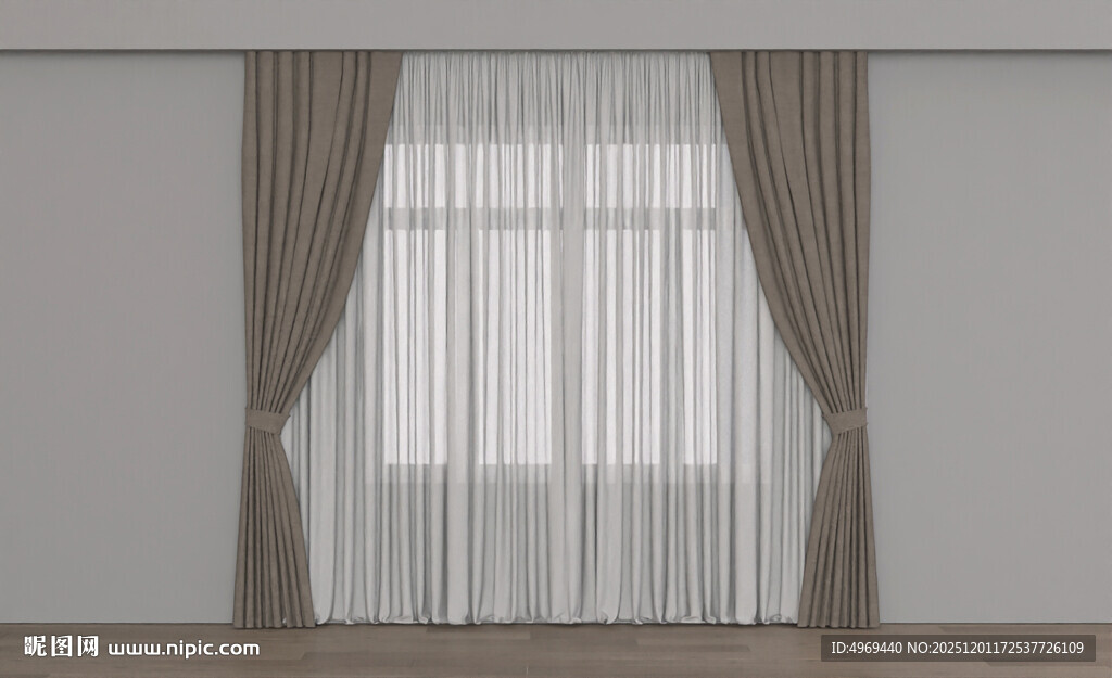 简约风格室内窗帘su模型