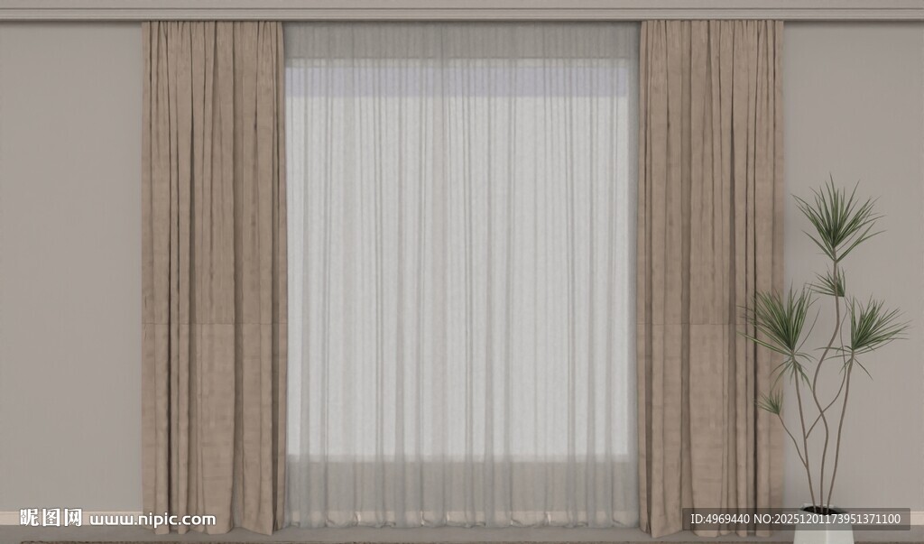 室内窗帘su模型