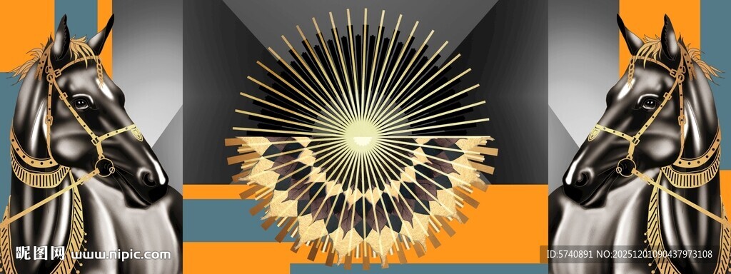 抽象几何马装饰画