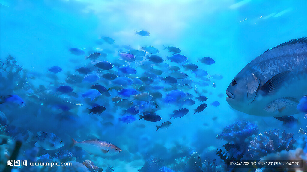 海底鱼群与珊瑚景观