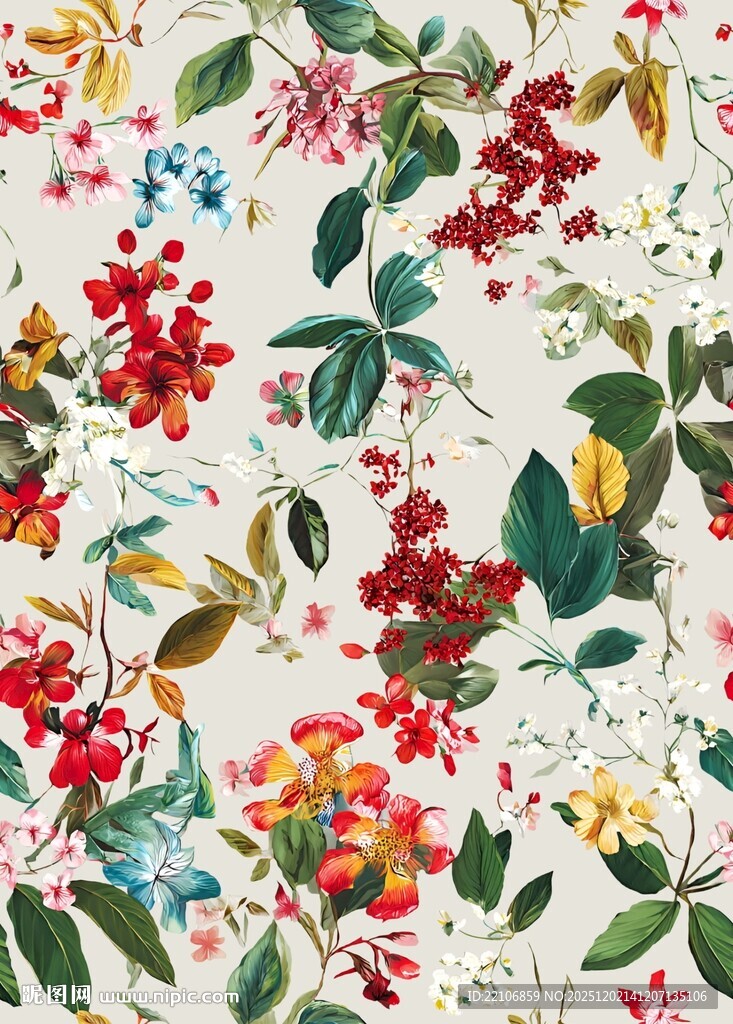 花卉图案布料色彩缤纷