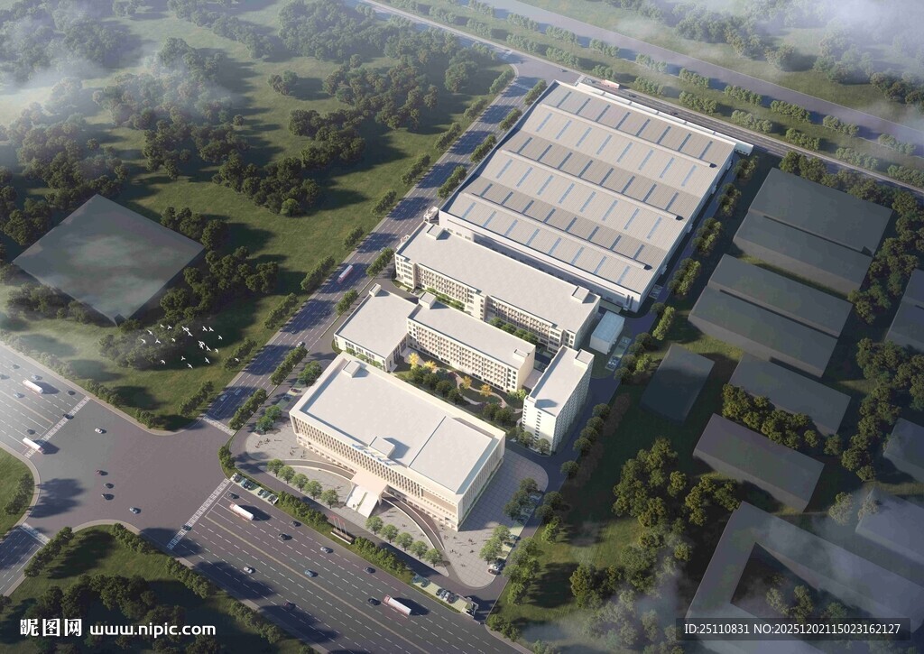 现代化工厂鸟瞰图