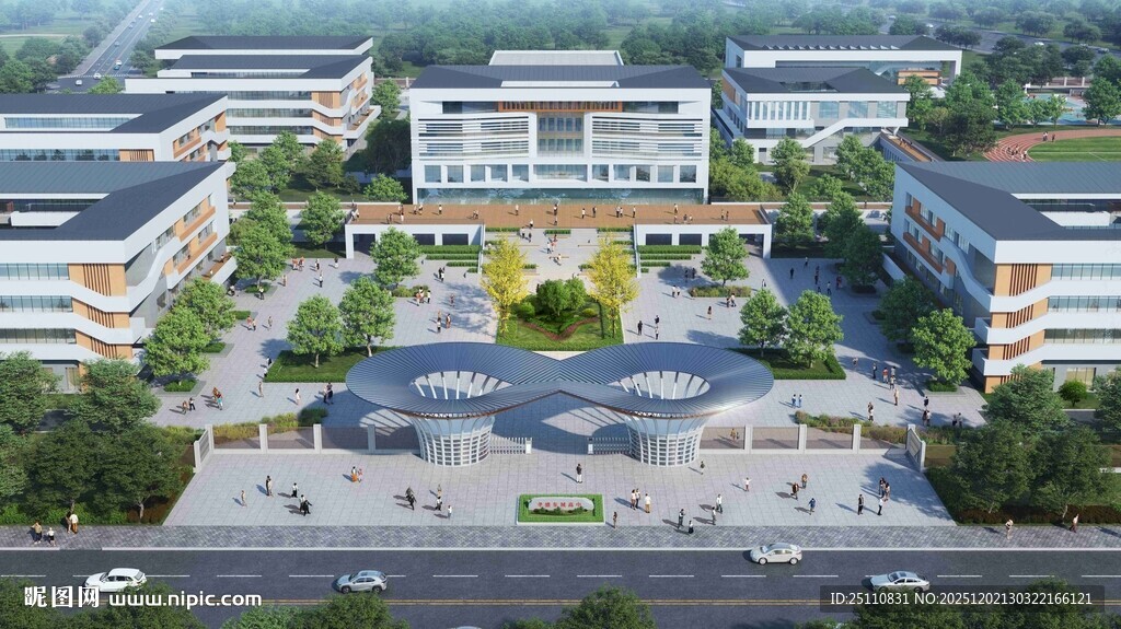 现代化校园建筑群俯瞰