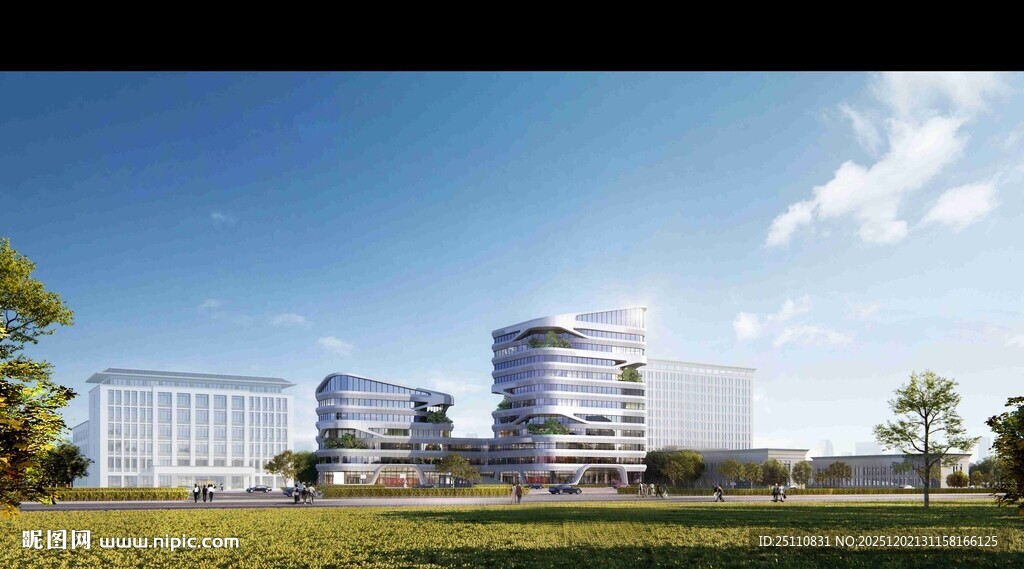 现代城市办公建筑群景观