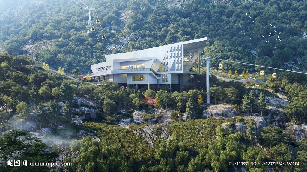 山间现代建筑与自然景观