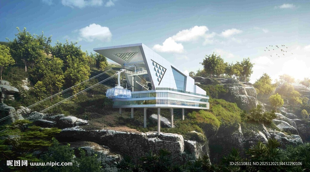 山林中的现代风格观景小屋