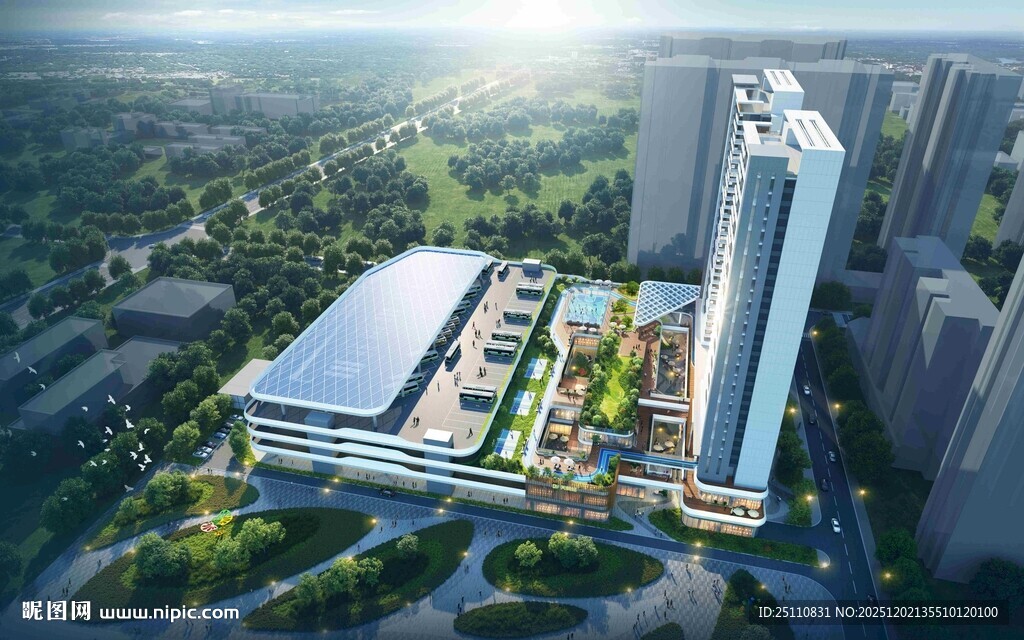 现代城市建筑群俯瞰图