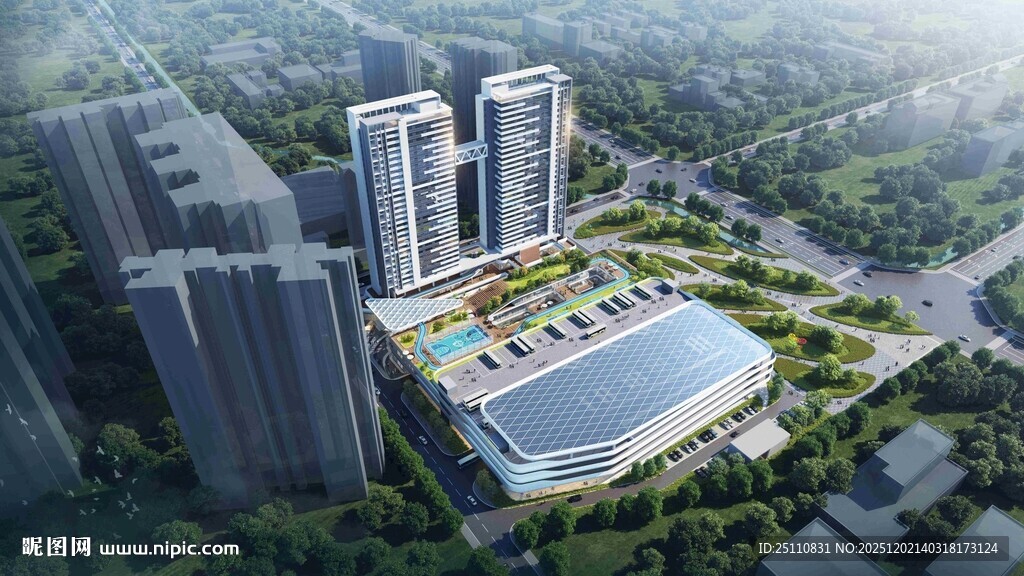 现代城市建筑群鸟瞰图