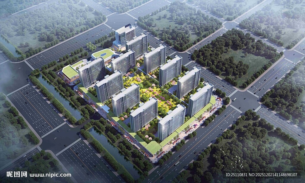 现代住宅小区鸟瞰图