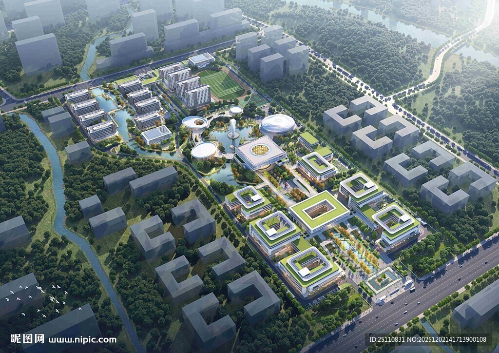 现代城市建筑群鸟瞰图