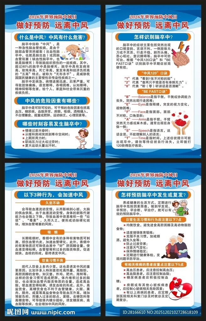 世界预防中风日展板