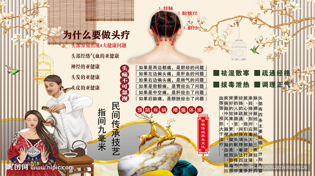 头疗养生背景墙