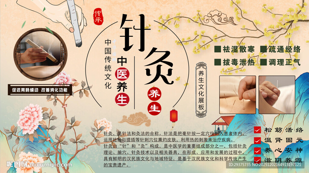 中医针灸背景墙