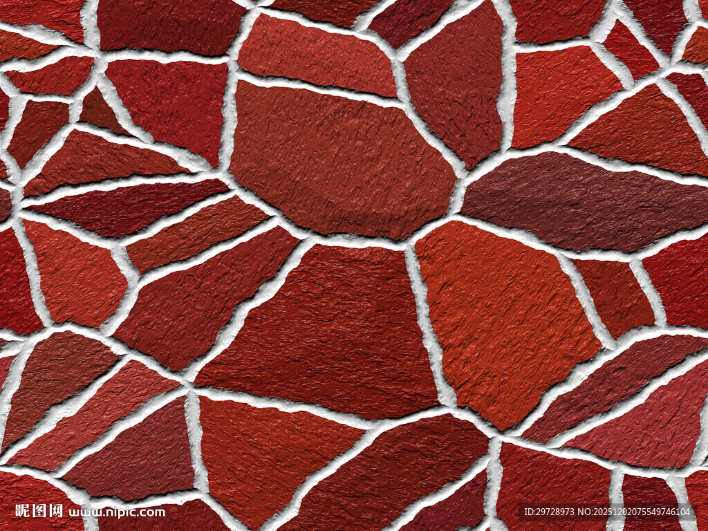 红色碎瓷片拼接纹理图案