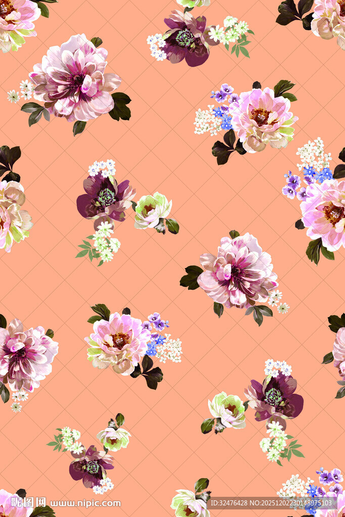 粉色花卉图案背景纹理