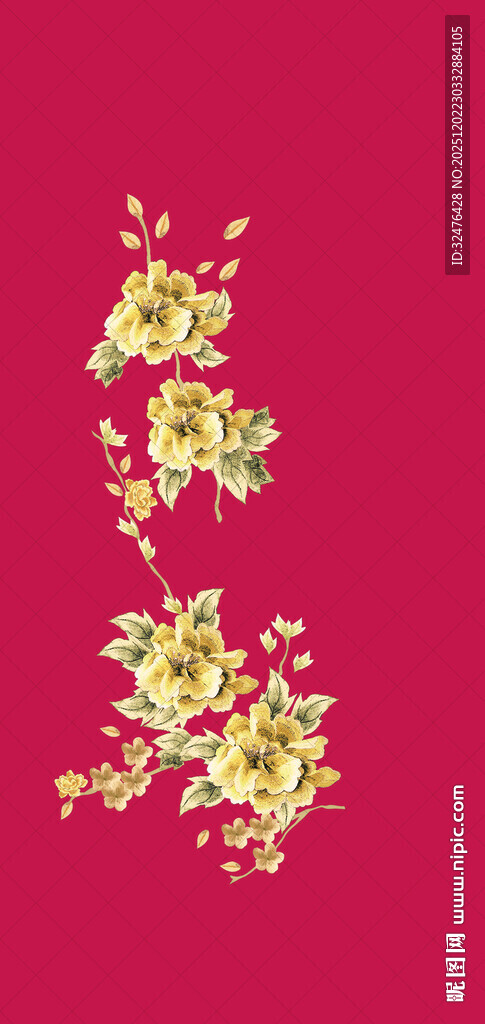 红色背景上的花卉图案