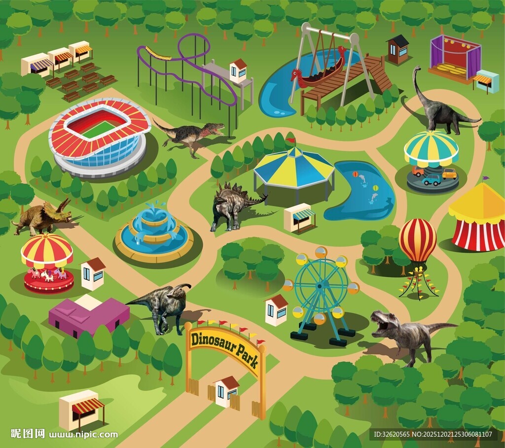 欢乐缤纷的卡通风格游乐园