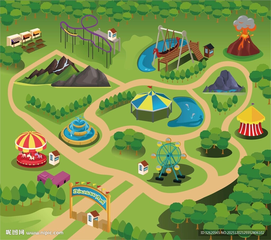卡通风格的欢乐游乐园
