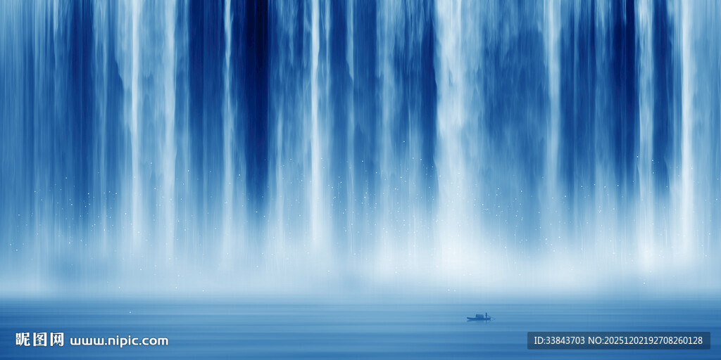 高山流水瀑布山水图