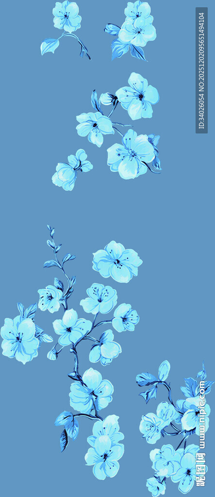 蓝色花朵图案设计素材