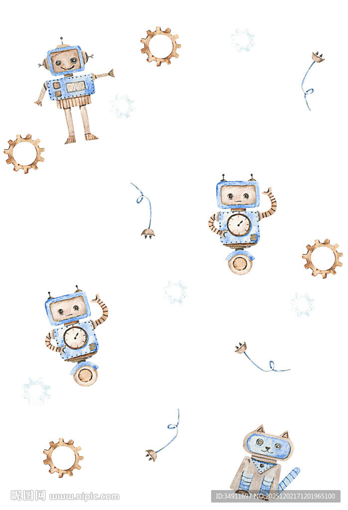 卡通动物与饰品图案设计