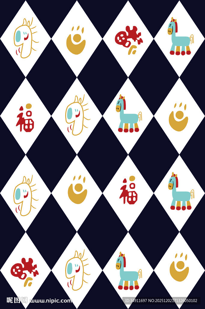 中式福字图案几何背景纹理