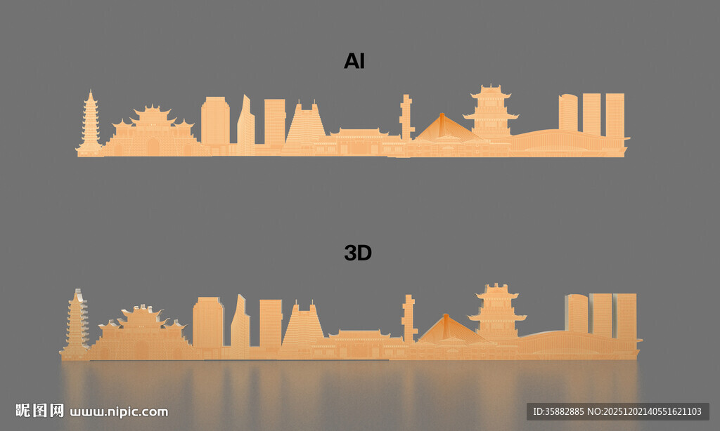 张家港剪影 矢量及3D文件