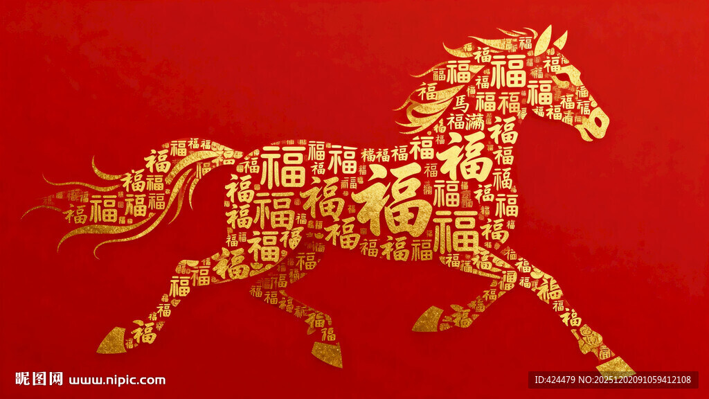福聚骏马来百福纳吉的喜庆生肖