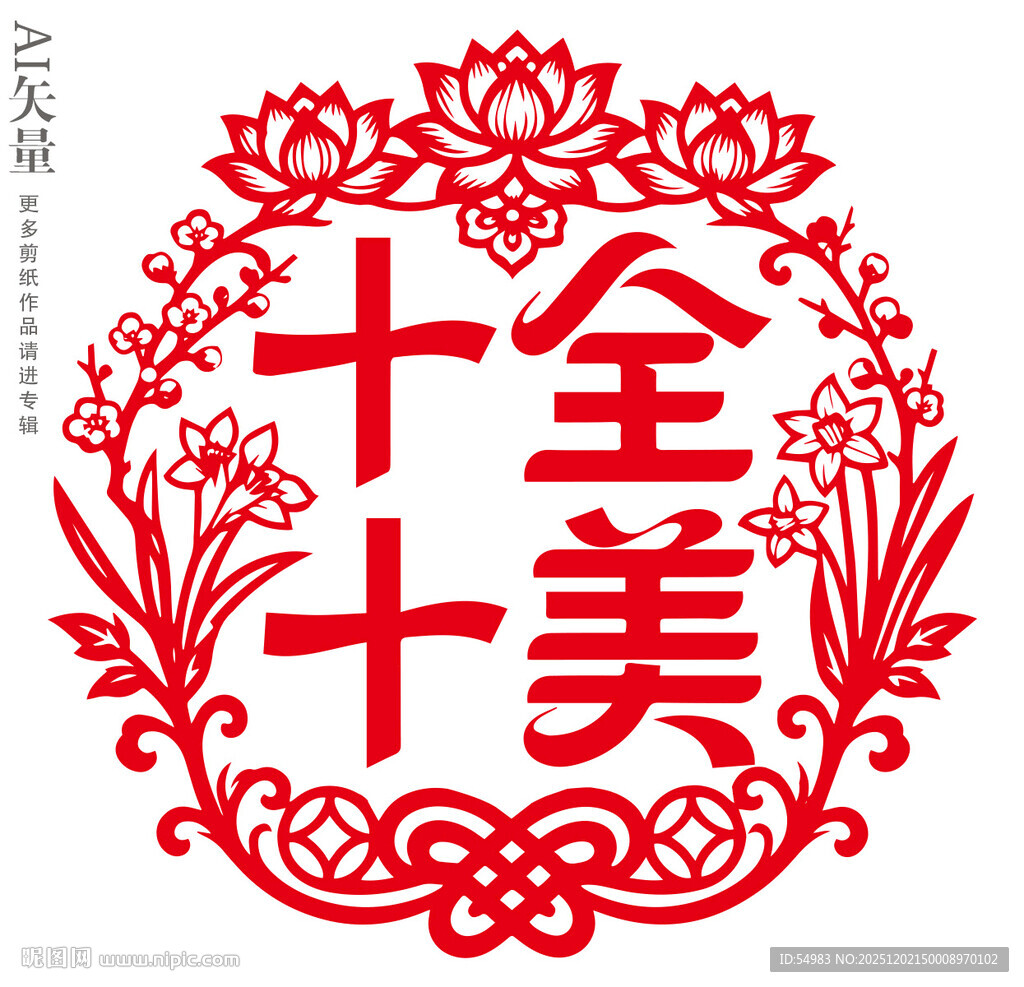 十全十美剪纸新年装饰画静电贴