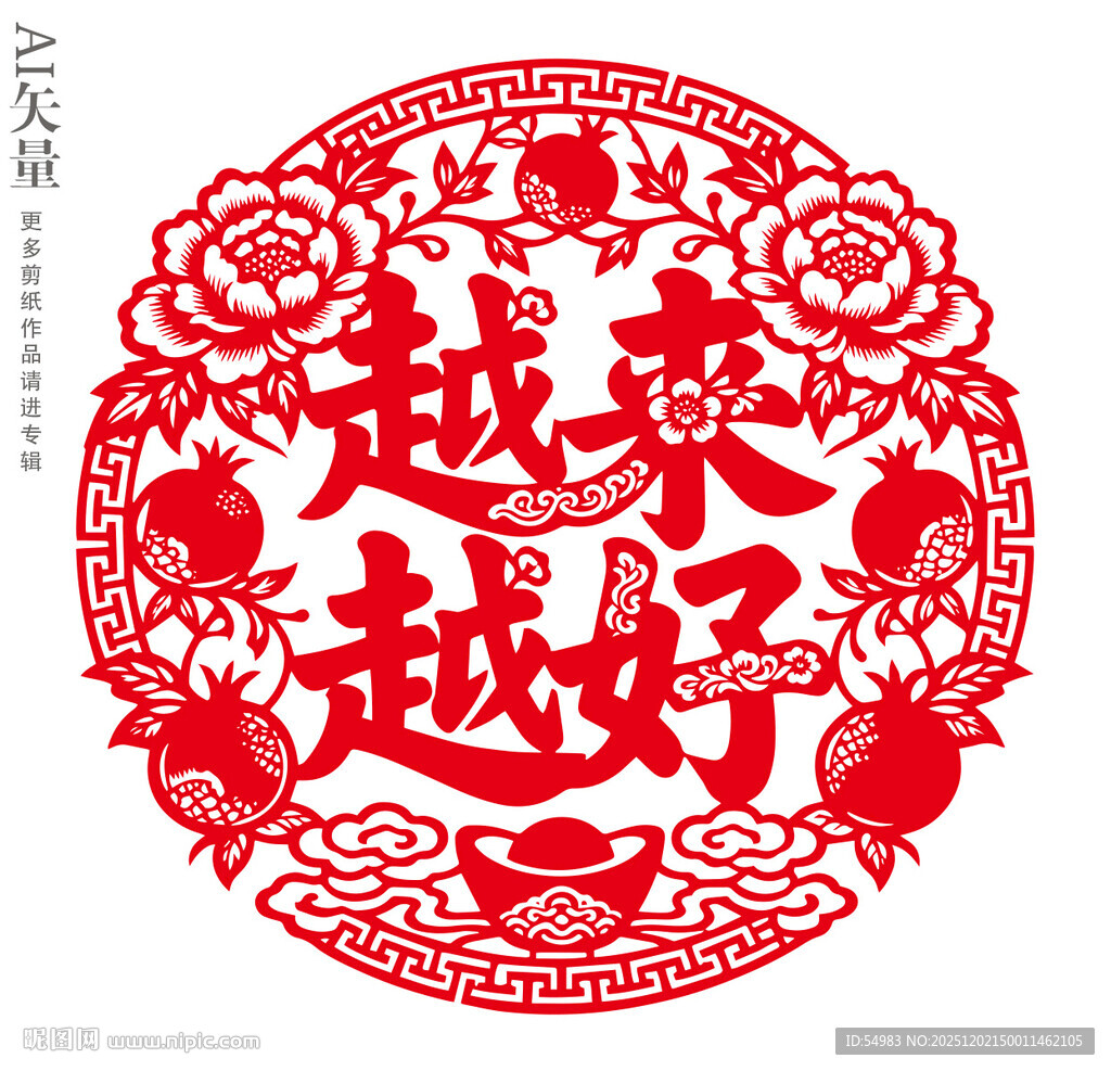 圆形剪纸越来越好窗花新年静电贴