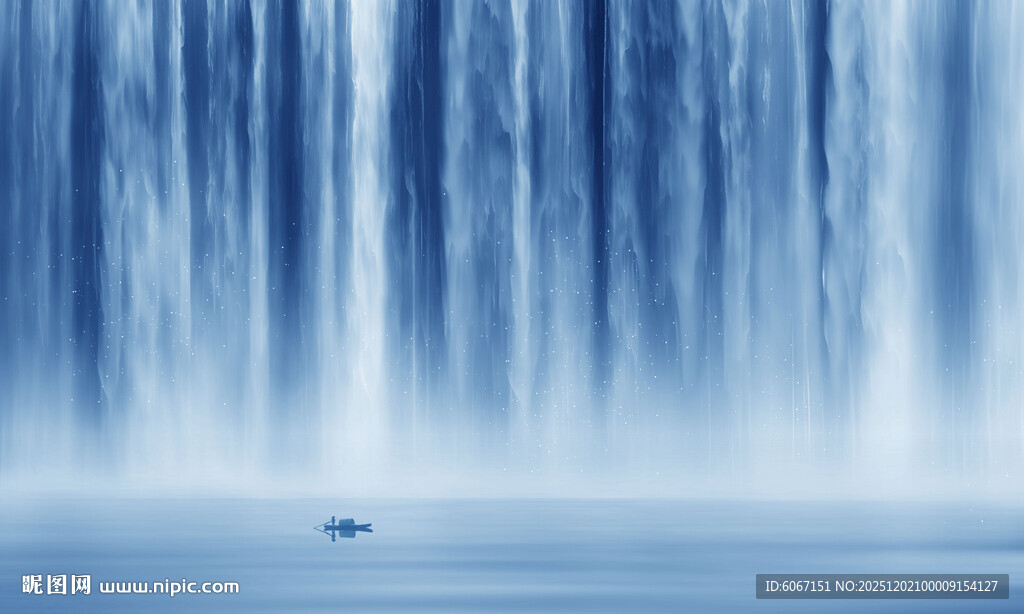 高山流水瀑布山水图