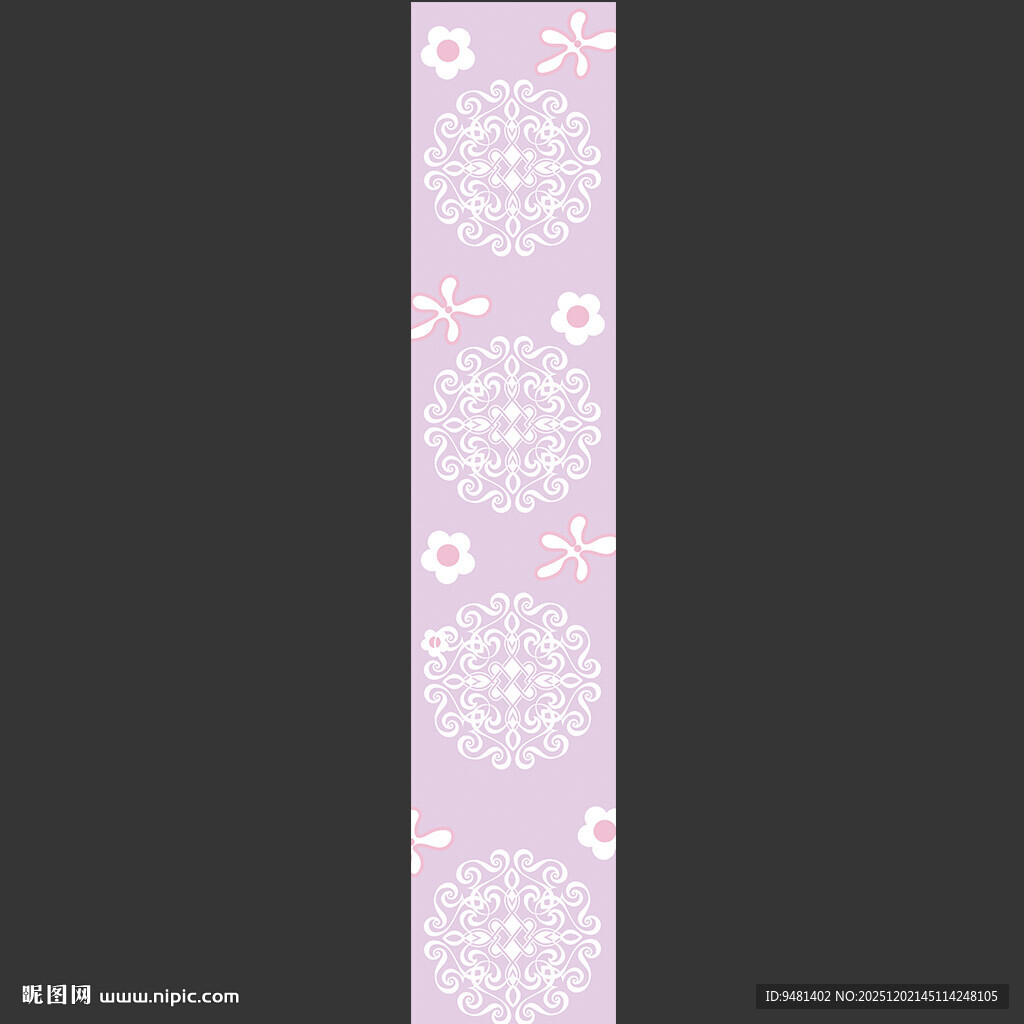 淡紫色花纹长条图案