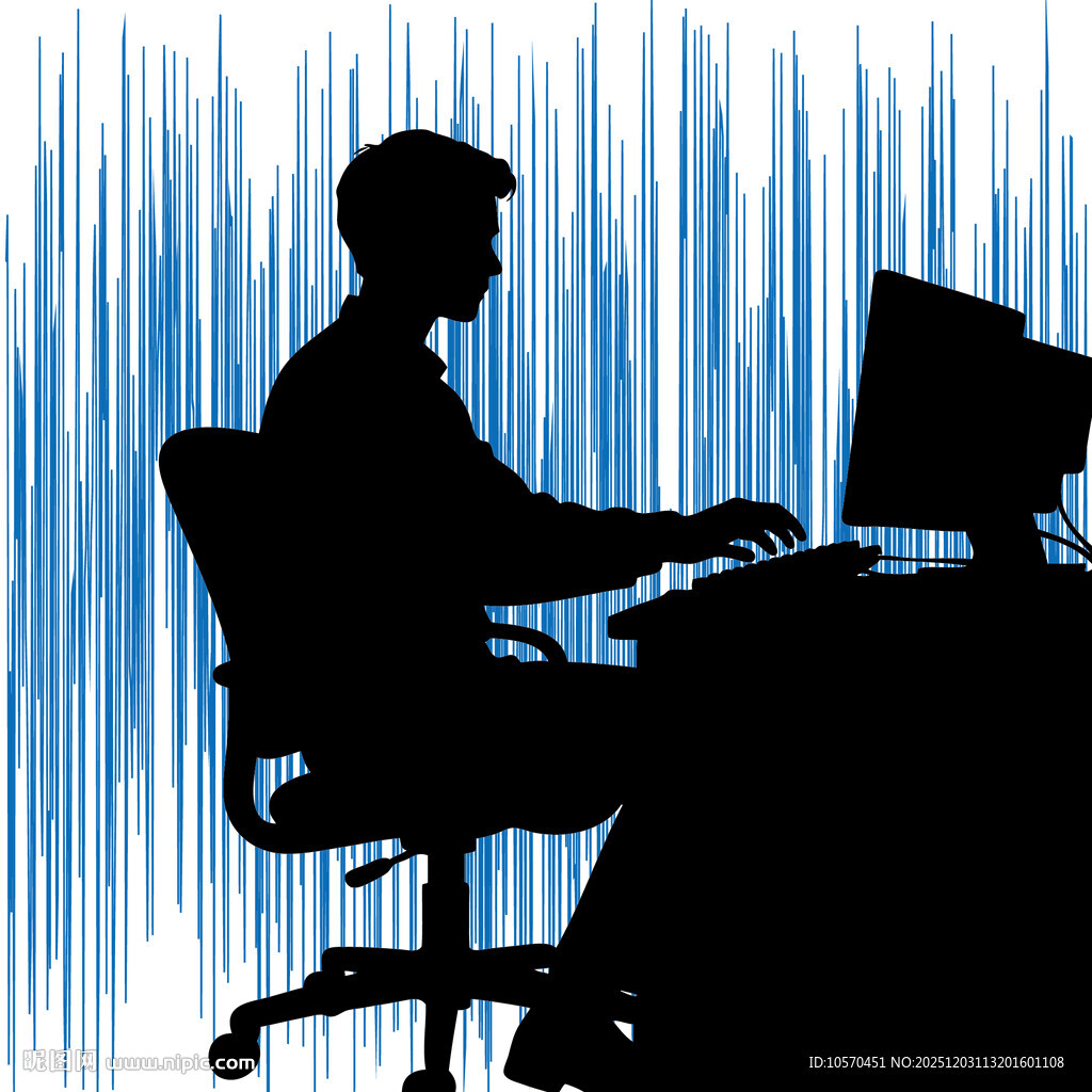 办公男子剪影与线条背景