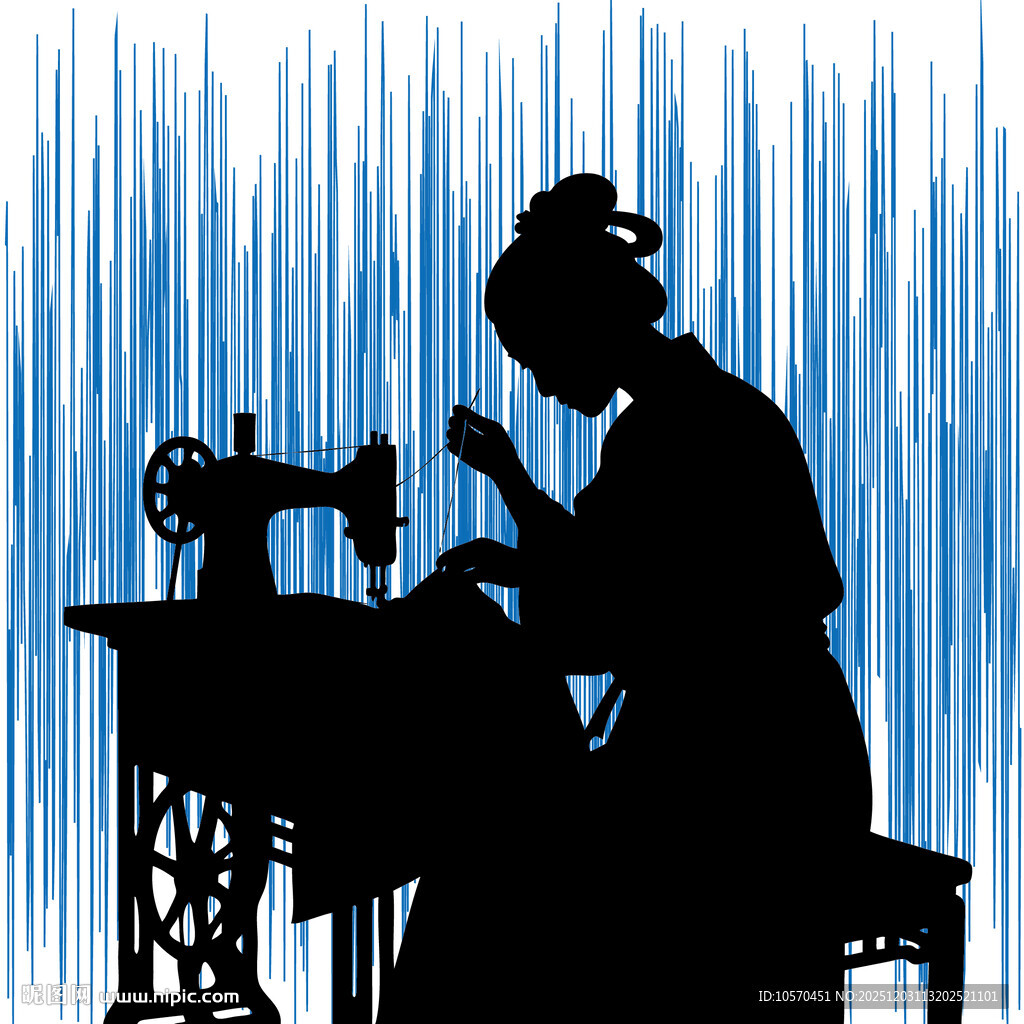 缝纫女工剪影