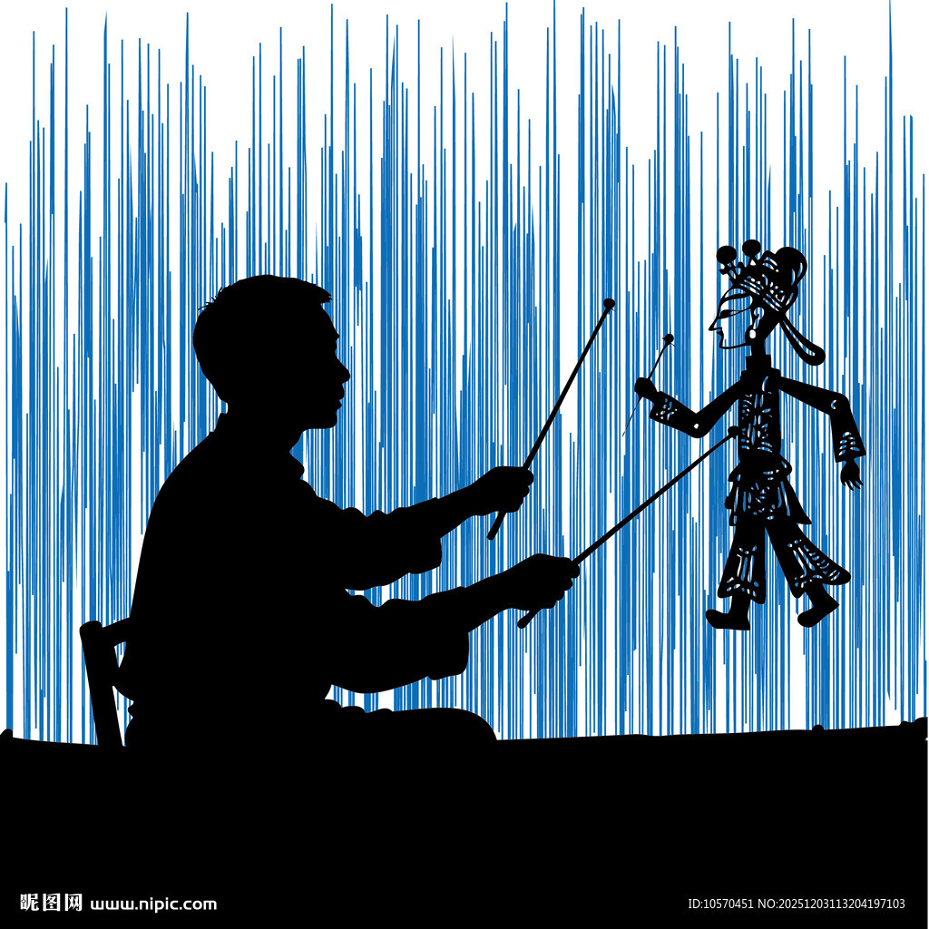 皮影戏艺人专注表演瞬间