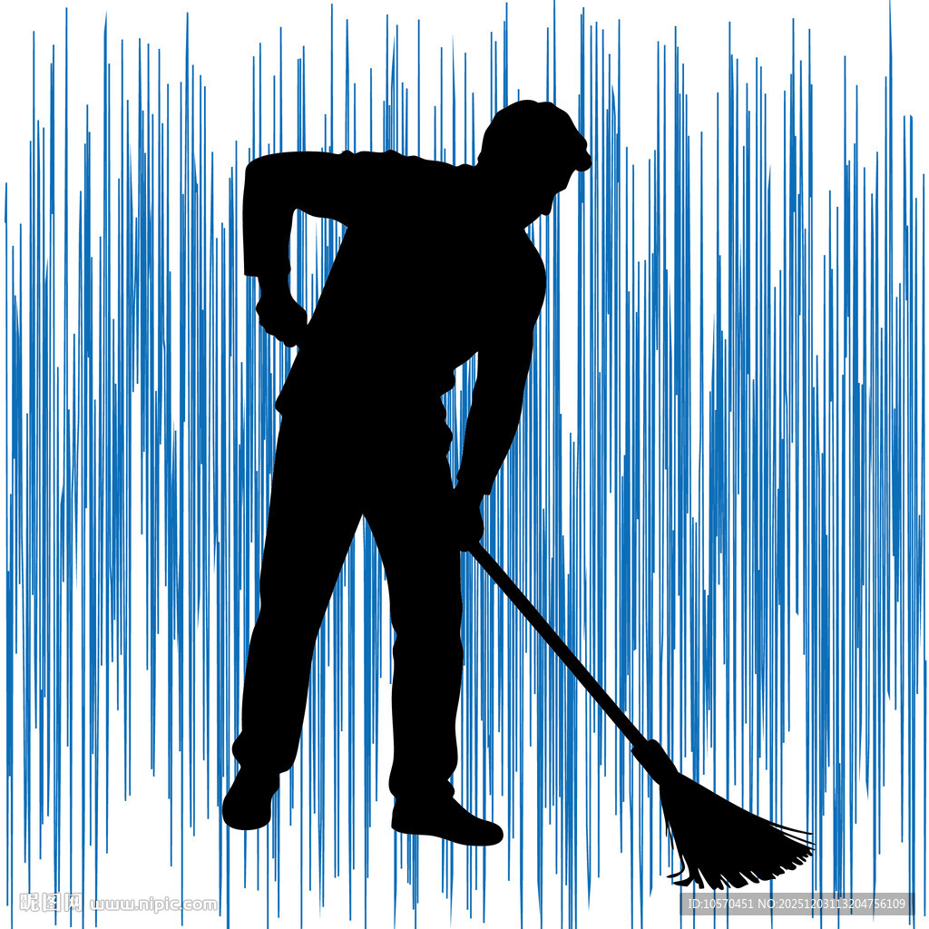 环卫工人清扫剪影
