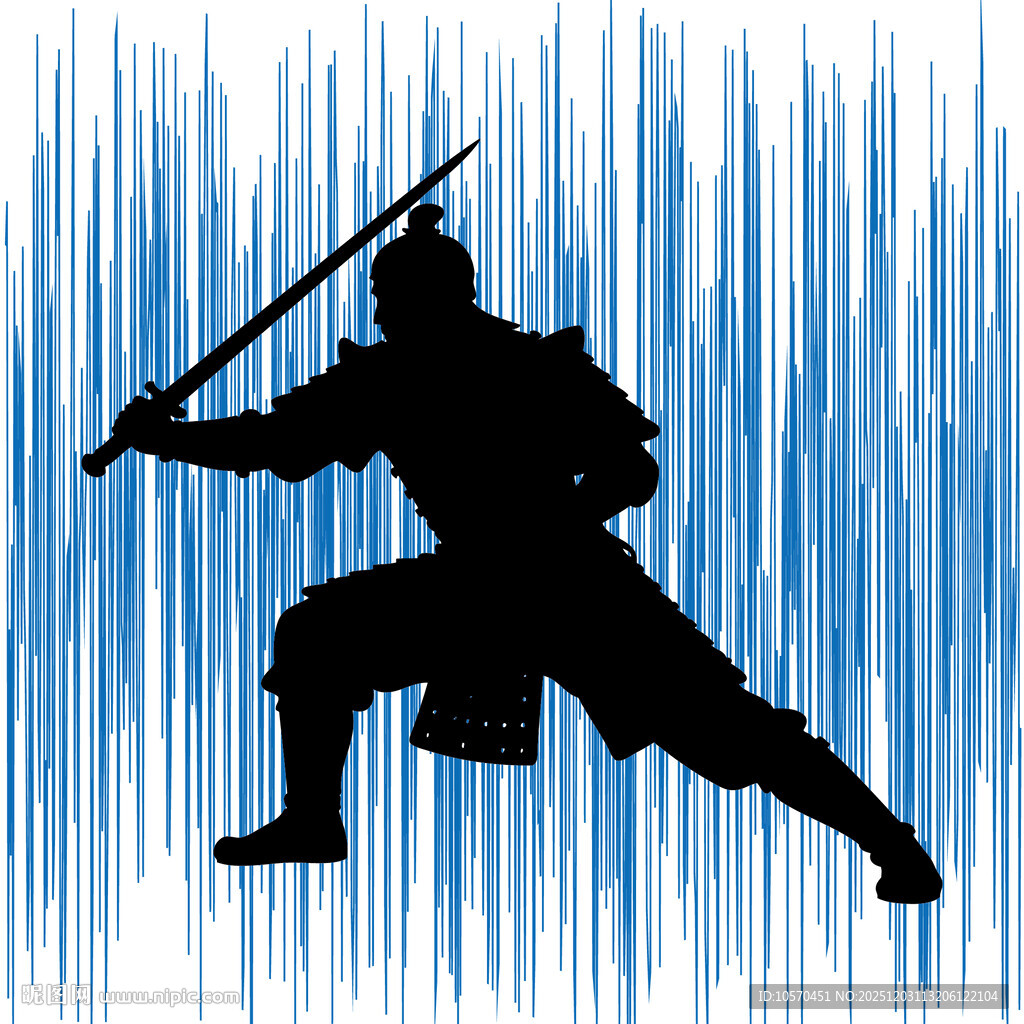 武士持剑战斗剪影
